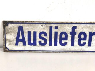 Emailleschild "Auslieferungslager" 15 x 90cm