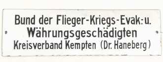 Emailleschild "Bund der Flieger-Kriegs-Evak-. und...