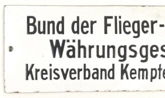 Emailleschild " Bund der Flieger-Kriegs-Evak-. und...