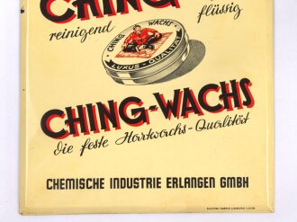 Blechschild " Bodenpflegemittel Ching-Fu" Chemische Industrie Erlangen GmbH. Maße 25 x 36cm