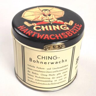 Blechdose " Ching Hartwachsbeize" Bohnerwachs Chemische Industrie Erlangen GmbH. Durchmesser 120mm, Höhe 105mm