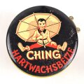 Blechdose " Ching Hartwachsbeize" Bohnerwachs Chemische Industrie Erlangen GmbH. Durchmesser 120mm, Höhe 105mm, Deckel verbeult