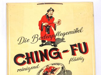 Blechschild " Bodenpflegemittel Ching-Fu"...