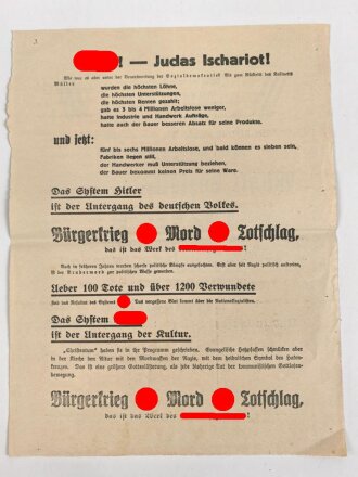 Flugblatt "Hitler! - Judas Ischariot!"...