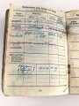 Soldbuch Heer, ausgestellt am 11.6.43 bei Marsch batterie schwere Artillerie Ausbildungs Abteilung 50 ( mot) , dananch Art. Rgt. 40. Eingetragene Pistole Radom, Medaille Winterschlacht im Osten, KVK 2. Klasse mit Schwertern. Wasserschaden