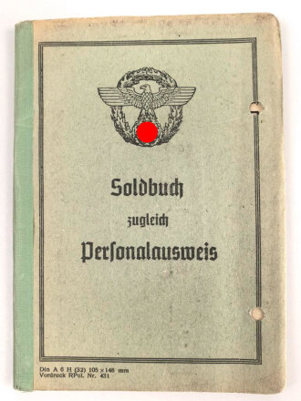 Soldbuch Polizei, ausgestellt am 17. April 1944 bei Schutzpolizei Straßburg