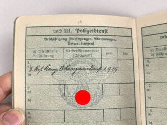 Polizei Dienstpaß eines Angehörigen aus Hamburg, ausgestellt 1941