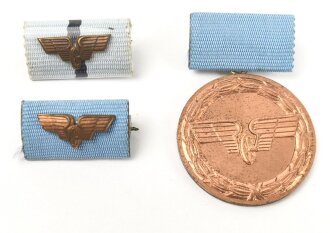 DDR, Medaille Für Treue Dienste bei der Deutschen Reichsbahn in bronze, dazu zwei weitere Spangen