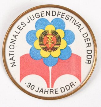 DDR, Anstecker " Nationales Jugendfestival der DDR, 30 Jahre DDR"