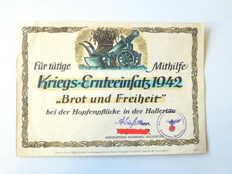 Urkunde "Für tätige Mithilfe beim...