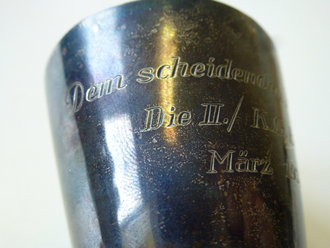 Luftwaffe, Erinnerungsbecher in 925 Silber " Dem scheidenden Kameraden die II./ KG Boelke, März 1937", Höhe 58mm