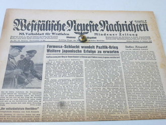 Mindener Zeitung vom 17.10.44, Mehrere Orte bei Aachen zurückgewonnen,  Interessantes Stück Zeitgeschichte