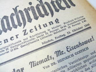 Mindener Zeitung vom 13.10.44, Interessantes Stück Zeitgeschichte