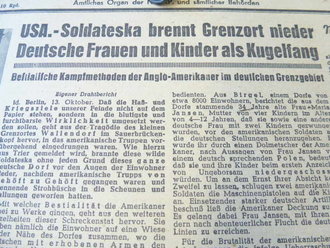 Mindener Zeitung vom 13.10.44, Interessantes Stück Zeitgeschichte