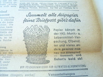 Mindener Zeitung vom 12.10.44, Interessantes Stück Zeitgeschichte