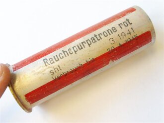 Rauchspurpatrone Rot, Abgeschossene, leere Aluminiumhülse, datiert 1941