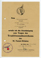 Urkundengruppe eines Angehörigen der 26. Panzer Division. 6 Urkunden und diverse Anschreiben bis in die Nachkriegszeit