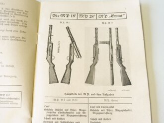 Maschinenpistolen 18/28 Erma , 38/40/34, Leucht Pistole. 55 Seiten, Rücken lose, Eigentumsvermerk ausgeschnitten