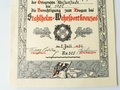 Stahlhelmbund Wehrsportkreuz Verleihungsurkunde datiert 1932, Abzeichen Nr. 305