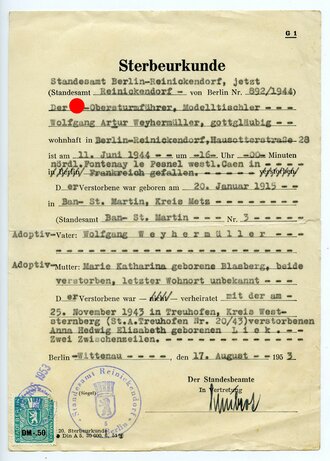 Leibstandarte Adolf Hitler, Konvolut eines im Juni 1944...