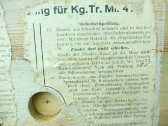 Packkasten Kugeltreibmine 41 datiert 1944. Sehr guter Zustand, selten