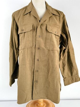 U.S. WWII Shirt, Flannel, with gas flap. used, size 15 1/2