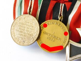 Ordenspange EKII 1939, Medaille 1. Oktober 38 mit Spange Prager Burg und Medaille Memelland.