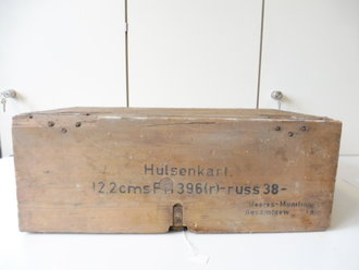 Transportkasten für russisches Beutegeschütz" Hülsenkart. 12,2cm FH 396 (r) - russ. 38."