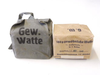 Wehrmacht Verbandspäckchen gewöhnliche Watte in 5 Rollen
