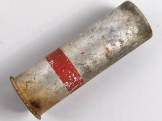 Abgeschossene Aluminiumhülse für die Signalpatrone Einzelstern Rot, datiert 1944, Hersteller ldc (Deutsche Pyrotechn. Fabriken G.m.b.H. Werk Cleebronn)