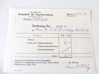 Reichsstelle für Sippenforschung, Anschreiben und Rechnung im Umschlag