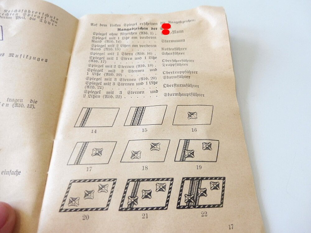 "Abzeichen und Dienstgrade der SA" Kleinformatiges Heft ...