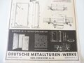 Werbeblatt der deutschen Metalltüren-Werke "Schutzraumtür", A4