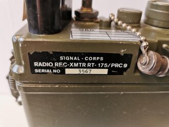 U.S. Signal Corps Radio REC-XNTR RT-175/PRC9. Wohl bei der Bundeswehr geführt, Funktion nicht geprüft