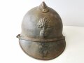 Frankreich 1.Weltkrieg, Stahlhelm Adrian für Infanterie, Originallack, ungereinigtes Stück