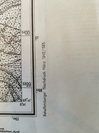 Militärkarte Gernsbach/Quingey, datiert 1945, 71 x 56 cm, Rückseite bedruckt