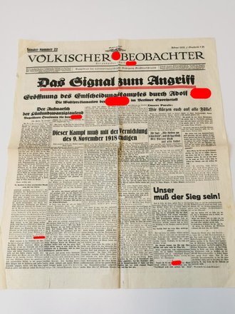 Völkischer Beobachter, Sonder-Nummer 22, Februar 1932 "Das Signal zum Angriff"