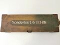 Transportkasten aus Holz " Sonderkart. 6 l.F.18 " Original Tarnlackierung, datiert 1937