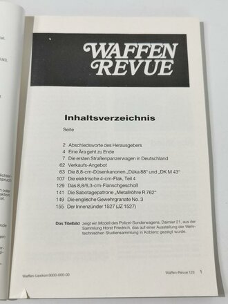 Waffen Revue Nr. 123, Die ersten Straßenpanzerwagen in Deutschland, gebraucht, 160 Seiten