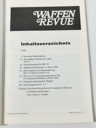 Waffen Revue Nr. 113, Schwerer Minenräumer, gebraucht, 160 Seiten