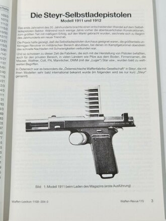 Waffen Revue Nr. 115, Die Steyr-Selbstladepistolen Modell 1911 und 1912, gebraucht, 160 Seiten