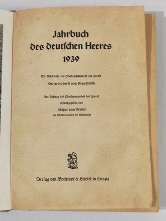 "Jahrbuch des Deutschen Heeres 1939" Komplett...
