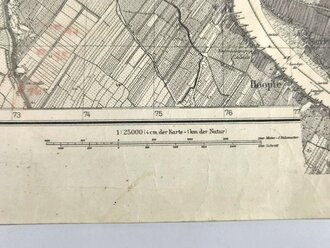 Hansestadt Hamburg Pendelkarte Batl. Schulz von Bülow "Geheim", Vermutlich Frontverlauf zu Ende des Krieges 1: 25000,  99x 96 cm, gebraucht