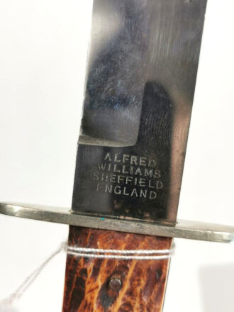 Bowie Knife with Bone handle shell, "Alfred Williams Sheffield England",  Blade 15 cm (6"), good condition