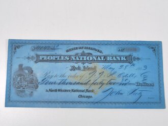 Check "State of Illinois Peoples National Bank, Rock...