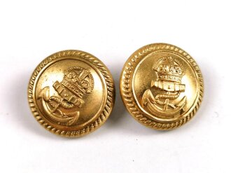 British WWII, Royal Navy, Two Brass Buttons, Firmin London, 23 mm, used gc