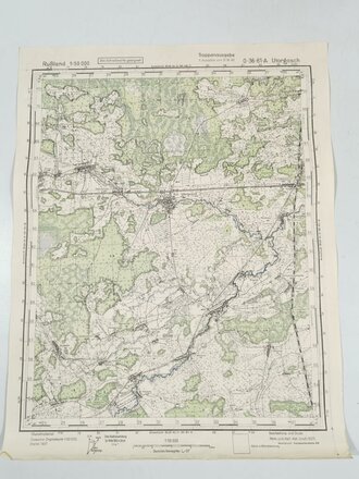 Truppenkarte Rußland 1:50000 " Utorgosch"  datiert 1943. Maße 35 x 45cm