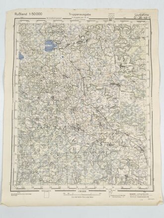 Truppenkarte Rußland 1:50000 " Ljudjatino"  datiert 1943. Maße 35 x 45cm