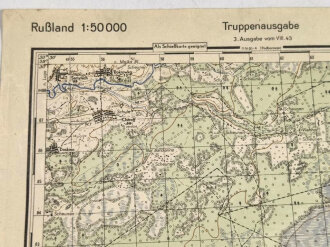 Truppenkarte Rußland 1:50000 " Menjuschi"  datiert 1943. Maße 35 x 45cm