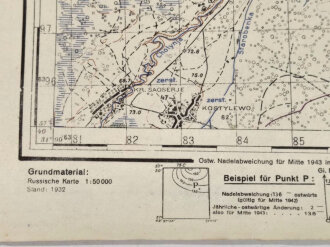 Truppenkarte Rußland 1:50000   datiert 1943. Maße 35 x 45cm